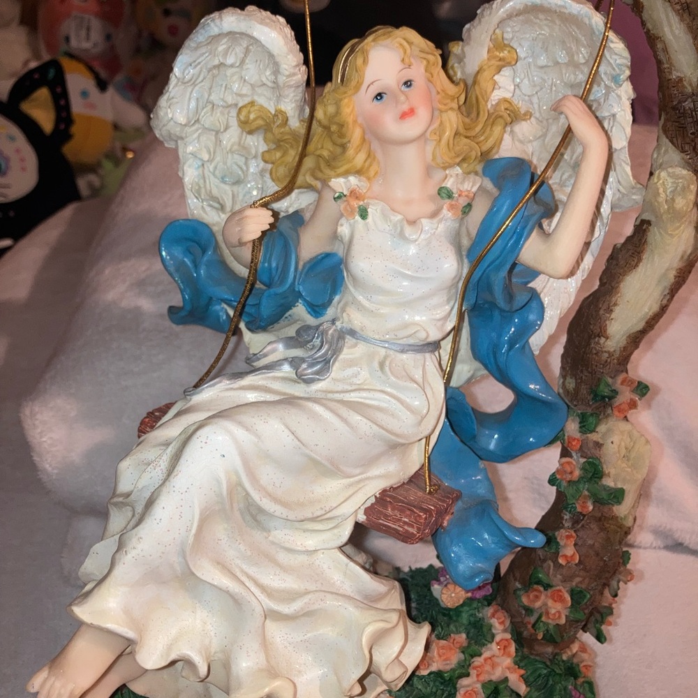 Goldenvale Collections Porcelain Angel Swinging On Swing Figurine 15"